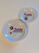 Vintage 1990s Barbie Miniature Ceramic Tea Set Replacement Plates - Lot of 2