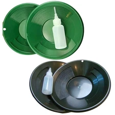 ASR Outdoor 3pc Gold Pans with Bottle Snuffer Gold Panning Kit (Many Styles)