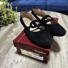 Beautifeel Womens Aline Black Suede Casual Lux Slip On Mary Jane Loafers Sz 41