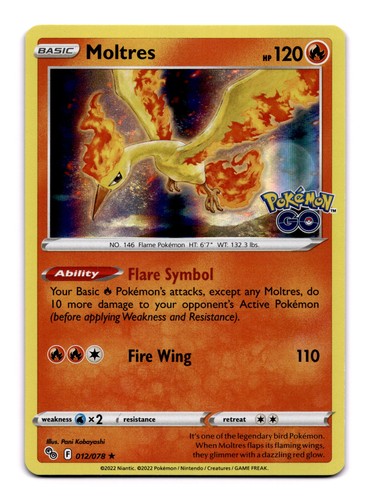 Moltres - 012/078 PGO: Pokemon GO Holo Rare  NM