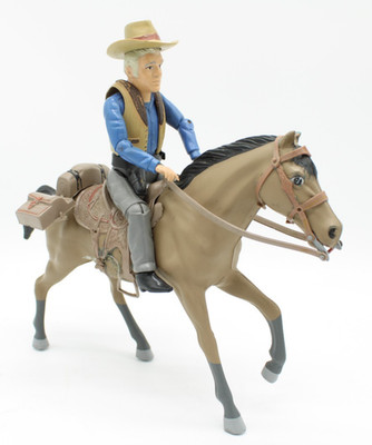 Bonanza American Character Ben Cartwright mit Pferd Vintage 1966 Aktion Figur