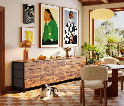 86.6 Inch Dresser for Bedroom, TV Stand for 65, 75, 85 Inch TV, 15 Fabric  Drawer | eBay