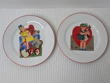 Valentine's Day Plates Set Rosanna Studios Salad Dessert Vintage Little Girls 8"