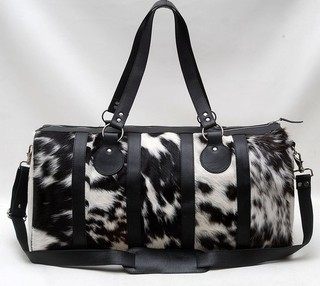 Borsone 100% naturale PELLE DI MUCCA capelli su pelle borsa da viaggio borsa bagaglio SA 6043