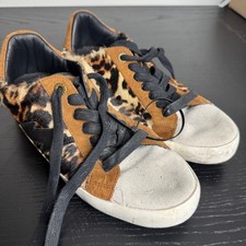 Zadig Voltaire ZV1747 Leopard Calf Hair Suede Low Top Sneakers EU 38 Italy