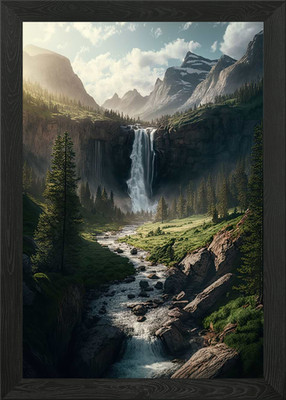 Wasserfall im Wald Natur Gerahmtes Wandbild Poster Leinwanddruck Bild