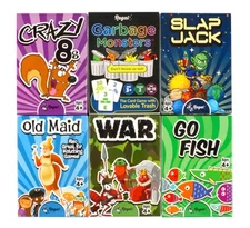 6 Pack Tabletop Game Set Fun Card Decks for Kids Family Entertainment