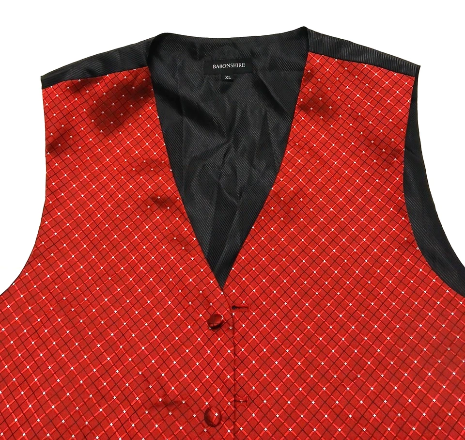 Baronshire Red & Black Formal Vest XL Wedding Prom Tuxedo - Image 2 of 4