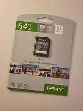 New PNY 64 GB 100 MB/s UHS-I Elite SDXC Flash Card Full HD Full Video