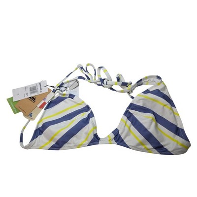 NWT Quiksilver Classic Trilette Top Navy Yellow Striped Bikini XL  Sexy Surfer