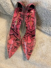 Fashion Nova BARELY THERE  Pink Snake Print Shoes Size 7 NEW With Box