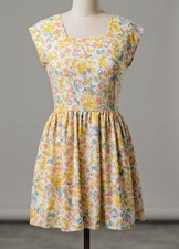 Vintage 60's Floral Summer Mini Dress Handmade M/L