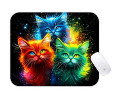 Colorful Cartoon Cats Desk Mat Fun Non-Slip Kids Gaming Mouse Pad