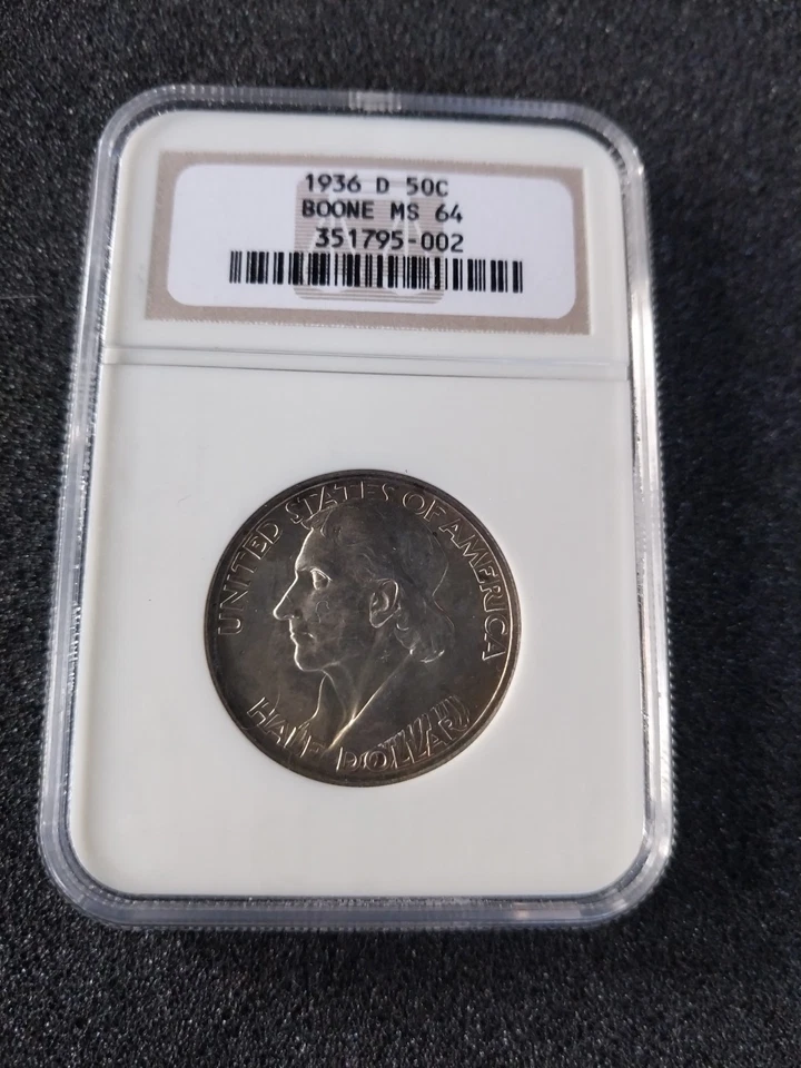 1936 D Daniel Boone Commemorative  Half Dollar ANACS MS 64 - Image 3 of 4