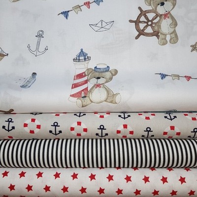 Stoffpaket 5  St. 22 x 50 cm Patchworkstoffe Baumwolle '' Maritim'' Stoffe