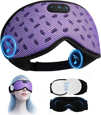 LC-dolida Sleep Mask Headphones Bluetooth 5.4 3D Eye Cups Purple