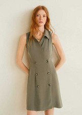 BNWOT Mango Khaki Green Sleeveless Dress Trench Size M Medium