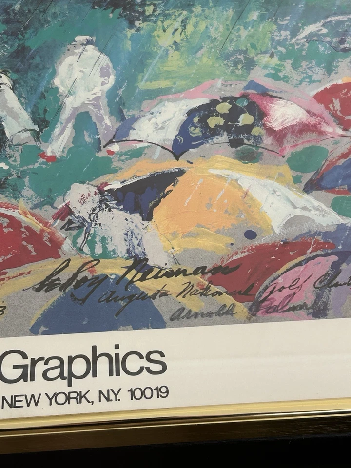 Impresión enmarcada LeRoy Neiman 'Arnie bajo la lluvia' Augusta National Arnold Palmer  Foto 3 de 4