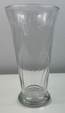 Glass Swirl Pattern Clear Vase 10.5 Inch Tall Decorative Home D cor