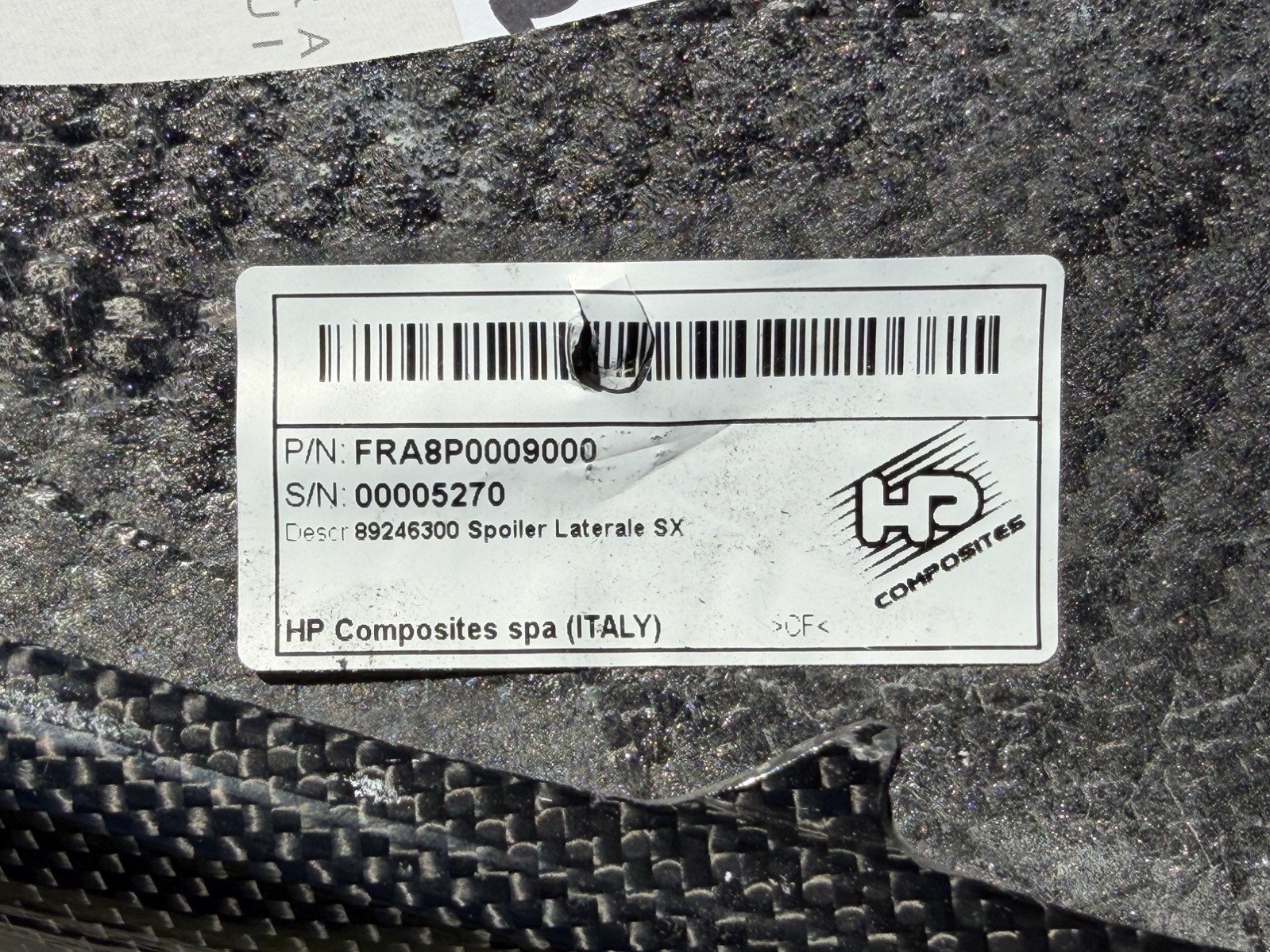 FERRARI 812 FRONT CARBON LATERAL SPOILER LEFT LH OEM 089246300