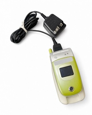 Toshiba A1304TII AU KDDI Flip Phone Green w/ Battery & Charger