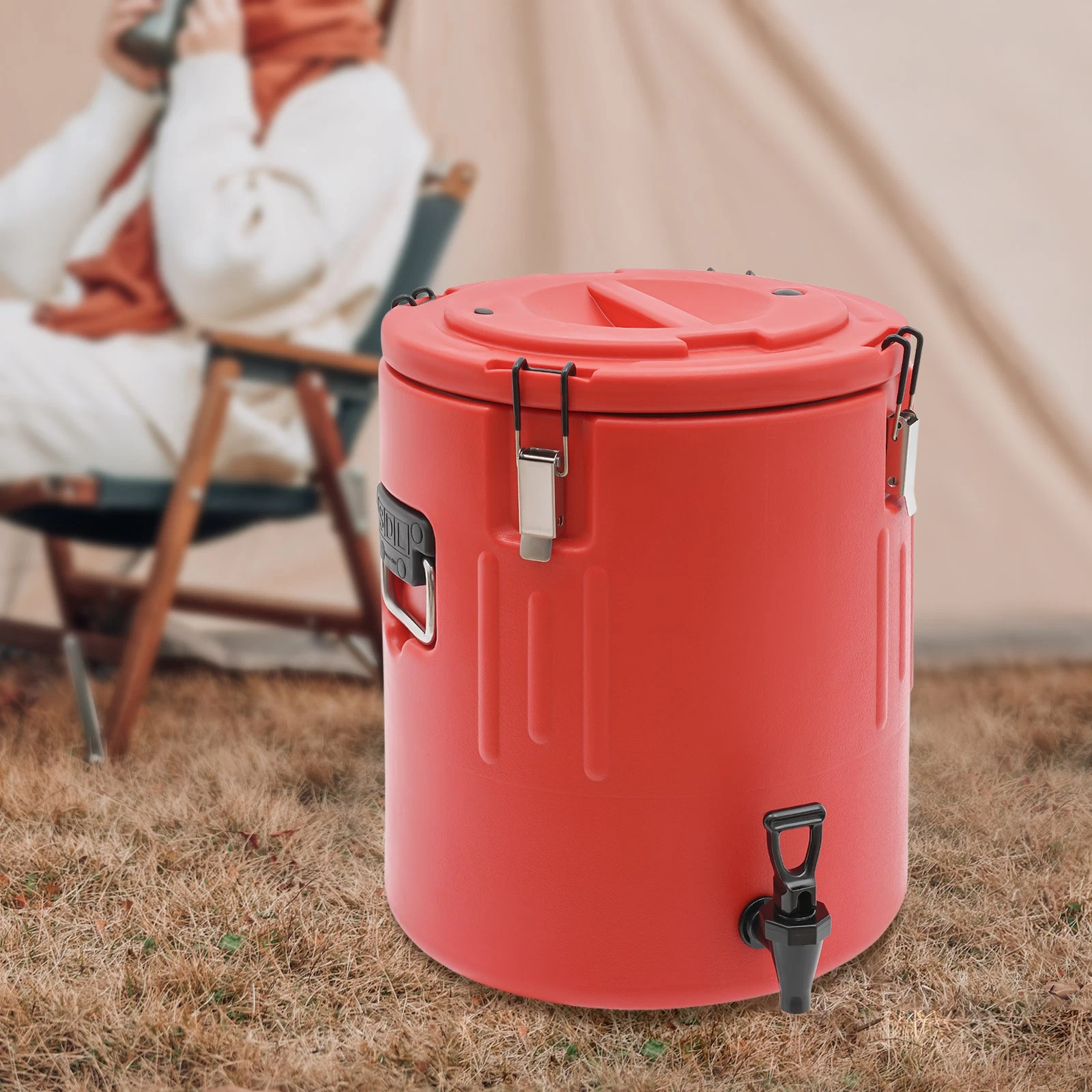 Beverage Insulated Bucket Modern Countertop Insulated Beverage Cooler Red