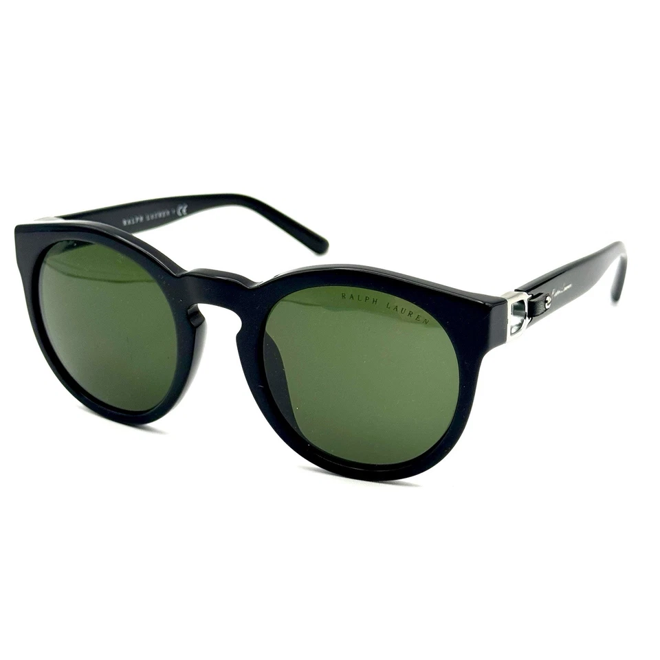 Gafas de sol redondas Ralph Lauren marco clásico de diseñador negro RL-8204QU lentes verdes Foto 4 de 4
