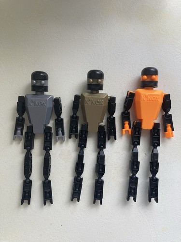 3 x Genuine K’nex Men ~ Gold, Silver & Orange ~ Discontinued. Knex Robot Men. 6”