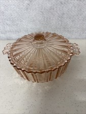 Antique Vntg Pink Depression Glass Candy Trin...