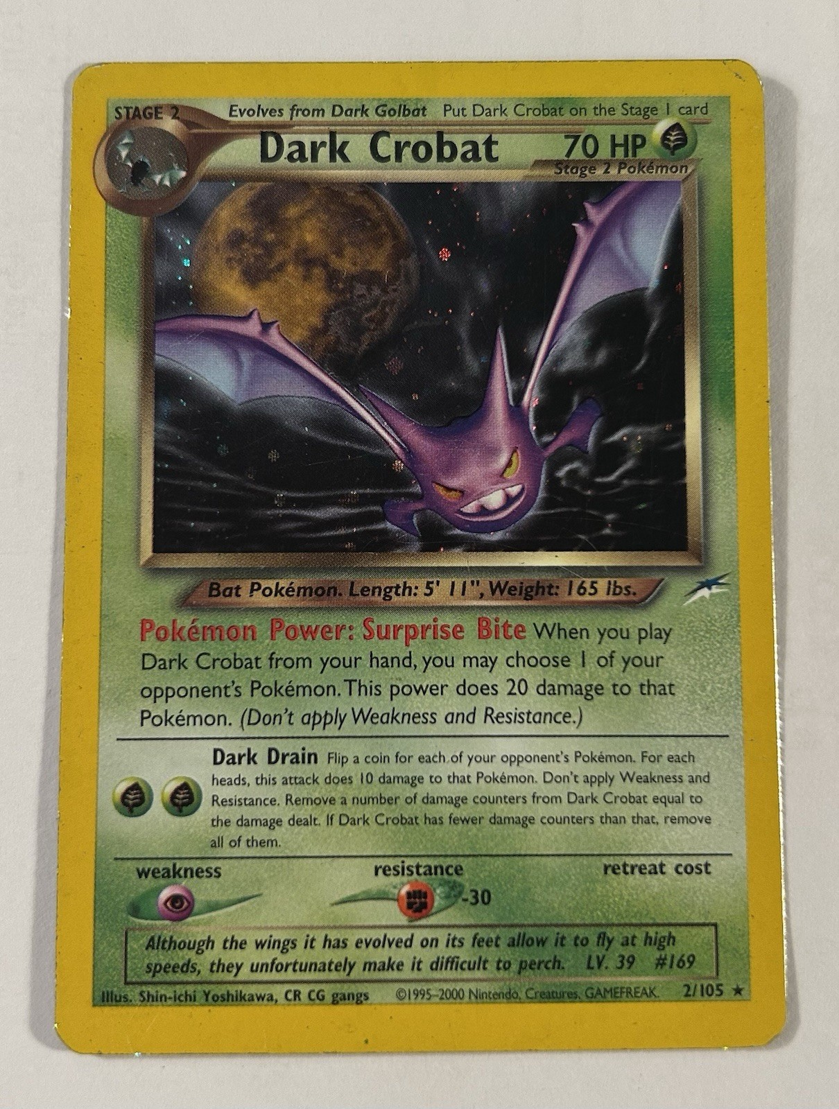 2002 Pokemon Neo Destiny Dark Crobat Holo 2/105 MP