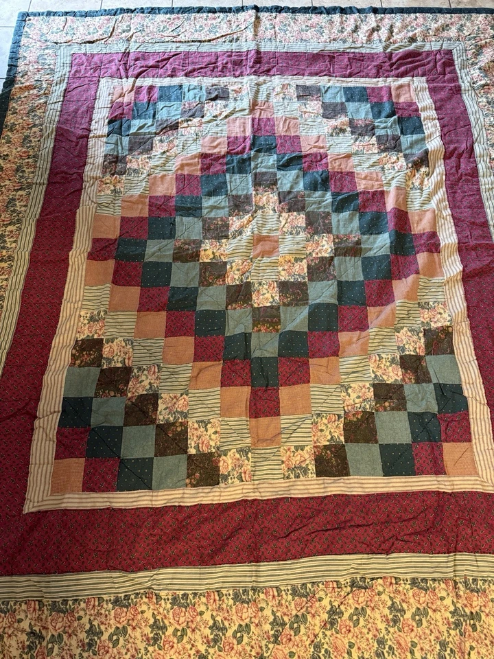 "Colcha cuadrada de retazos vintage de 3 piezas 2 fundas 104x86"" casa de campo casa de campo casa de campo" Foto 2 de 4