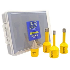 HIGHDRIL Diamond Drill Bit Set - 4pcs (6/8/10mm+20mm Chamfer Bit) Diamond Hol...