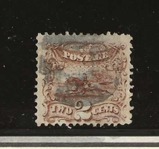 US sc#113 used 2c pale brown Post horse & Rider with grill 1869 Pictorial f/vf