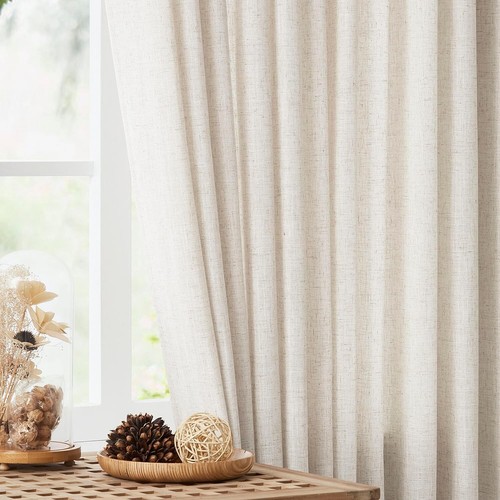 Chic Light Filtering Pinch Pleat Curtains in Natural Color - 42"Wx102"L, 2 Pack - Picture 4 of 10