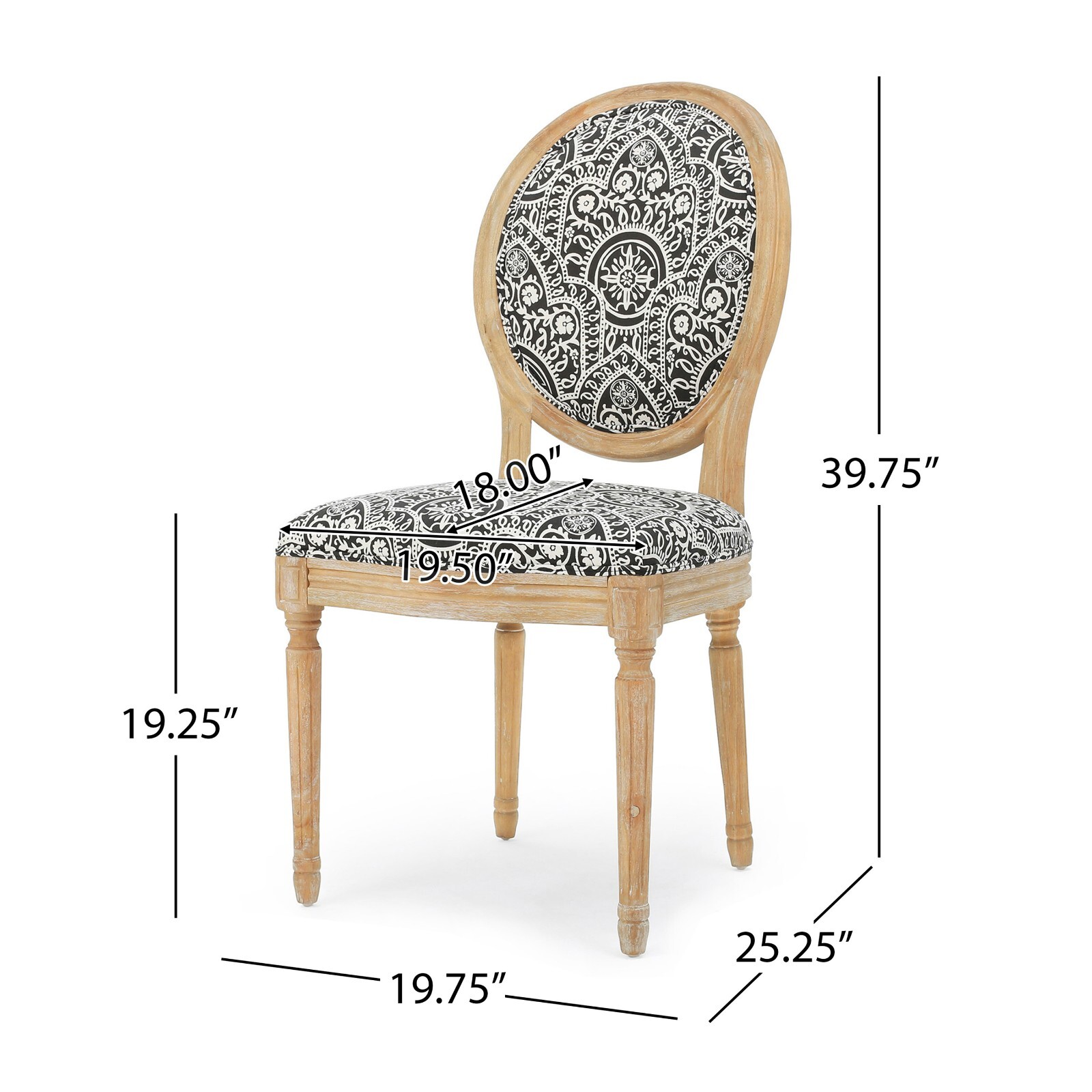 Phinnaeus French Country Fabric Dining Chairs (Set of 2)