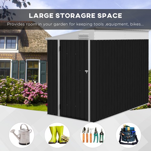 4' x 8' Lean to Garden Storage Shed Outdoor Patio Tool House with Lockable Door - Picture 3 of 9