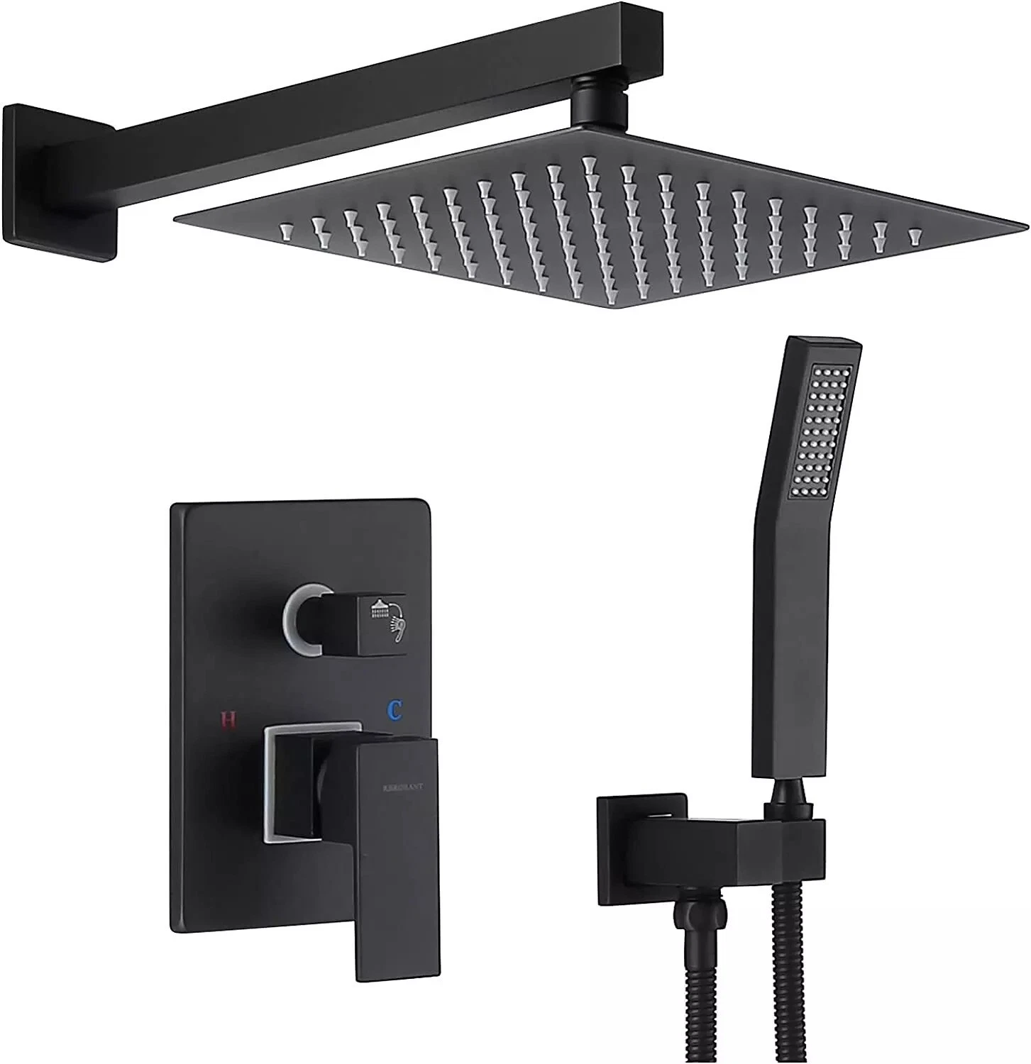Boyel Living Rbrohant 10" High Pressure Dual/Hand Held Shower in Black RB0711-B