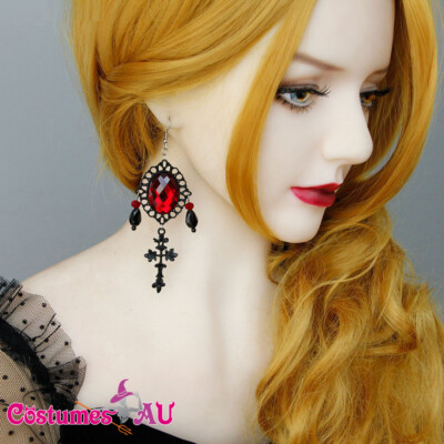 Vintage Dracula Queen Wedding Vampire Rock N Roll Earrings Gothic Retro Punk