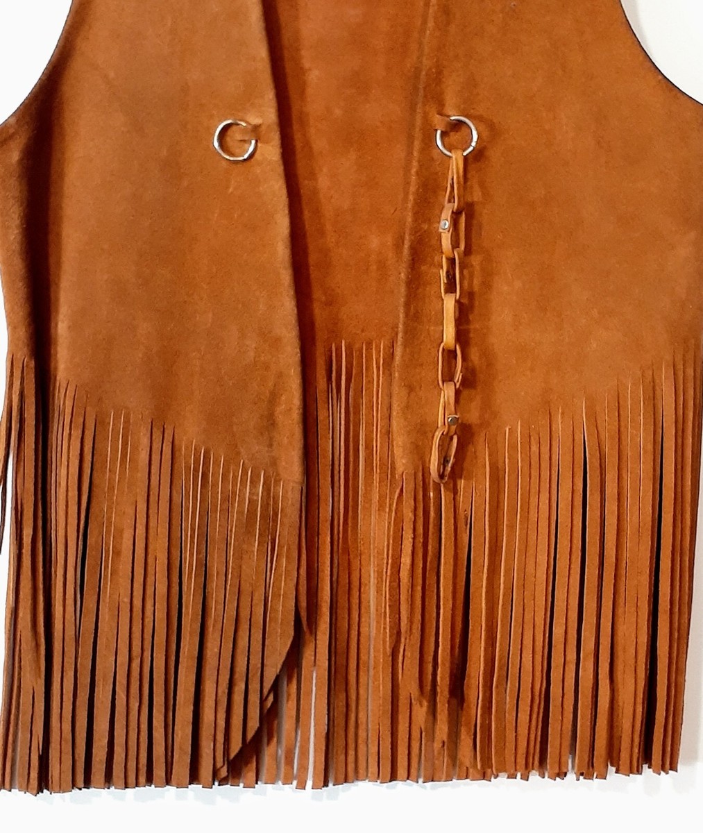 トップス NINE Fringe leather vest Studded Fringe Vest