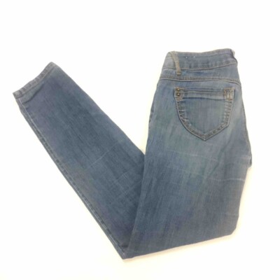 Jolt Womens Slim Skinny Jeans Blue Medium Wash Whiskered Faded Zip Fly Juniors 1