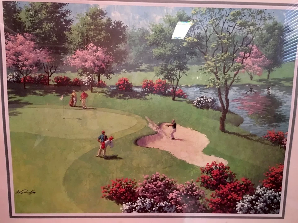 Arte de colección Sarnoff "Fuera de la trampa de arena" 28 X 22 firmado arte enmarcado impresión de golf Foto 4 de 4