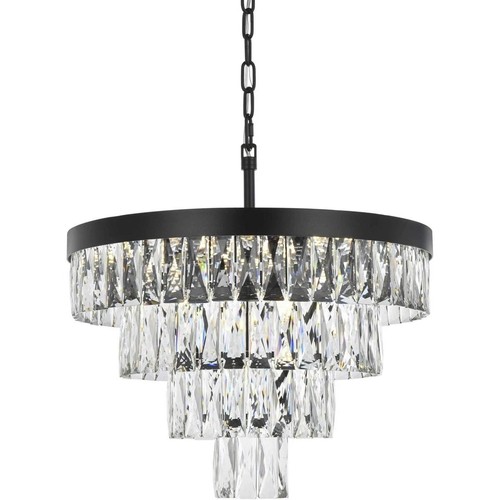 Crystal Chandelier Light Fixture Black High Quality Foyer Living Dining Room 20" - Picture 3 of 8