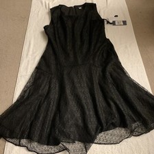 Ralph Lauren Black Lace Cocktail Dress Size 12 NWT