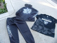 NFL Las Vegas Raiders Track Suit T Shirt Hoodie Top Pants NWT XL Football 3Pcs