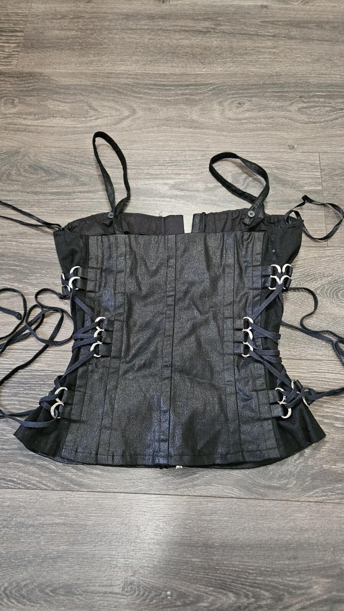 Y2K：ヴィンテージトップス【タグ付き】 Vintage Y2k Tripp NYC Black Side Lace D Ding Corset Front