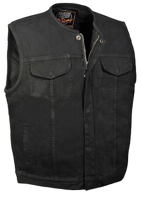 Topman oversized collarless denim jacket in black ASOS