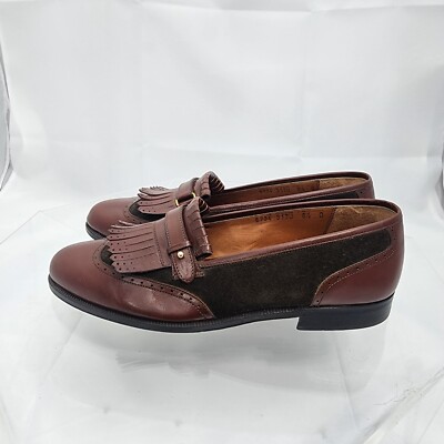 Salvatore Ferragamo Men 8.5 D Kiltie Fringe Strap Brown  display picture 3