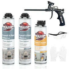 Kraken Bond Drywall Panel Adhesive Foam 24oz  2 Pack – Gun Incl. Set