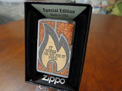ZIPPO FLAME IT WORKS OR WE FIX IT FREE ZIPPO LIGHTER MINT IN BOX