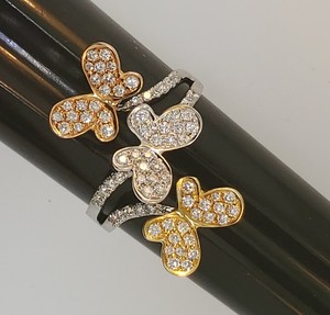 Download Fun 90ctw Diamond Solid 18k White Yellow Rose Gold 3d Butterfly Ring Ebay